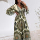 Women's Retro Boho Deep V-Neck Maxi Dress