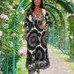 Women's Retro Boho Deep V-Neck Maxi Dress