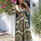 Women's Retro Boho Deep V-Neck Maxi Dress
