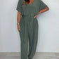 Women's V-Neck Solid Color Loose Waisted Jumpsuit