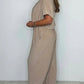 Women's V-Neck Solid Color Loose Waisted Jumpsuit