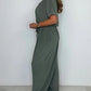 Women's V-Neck Solid Color Loose Waisted Jumpsuit