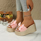 Bowknot PU Leather Wedge Slippers-Buy 2 Get 10% Off