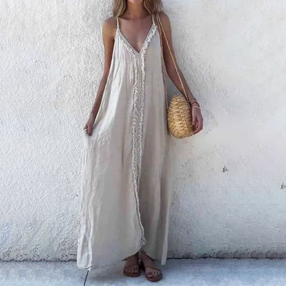 Women's V-neck Spaghetti Strap Maxi Dress