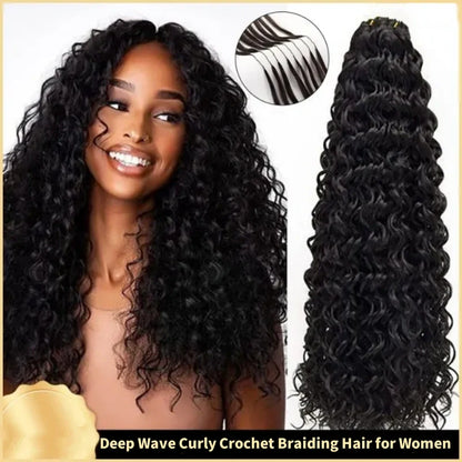 Deep Wave Curly Crochet Braiding Hair for Women