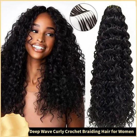 Deep Wave Curly Crochet Braiding Hair for Women