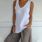 Linen and cotton sleeveless T-shirt for women