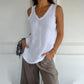 Linen and cotton sleeveless T-shirt for women