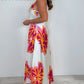 Women's Strap Printed V-neck Maxi Dress