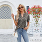 🔥2025 Hot Style! V-neck floral print ruffled short-sleeved T-shirt