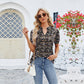 🔥2025 Hot Style! V-neck floral print ruffled short-sleeved T-shirt