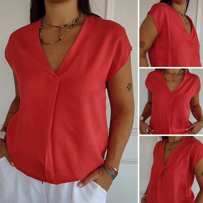 Women’s Solid Color V-Neck Dolman Sleeve Top