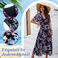 Women's Elegant Printed Flowing Dress with V-Neck