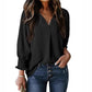 V-Neck Casual 3/4 Sleeve Loose Shirt