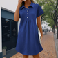 Women's Unique Geometric Texture Short Sleeve Lapel Dress