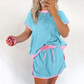 Women's Fashion Color Collision Short Sleeve Top & Shorts 2-Piece Set