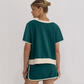 Women's Fashion Color Collision Short Sleeve Top & Shorts 2-Piece Set