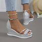 Shiny Platform Wedge Sandals for Women
