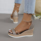 Shiny Platform Wedge Sandals for Women