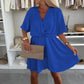 V-Neck Solid Asymmetrical Hem Dress