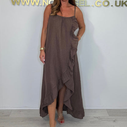 Women's Spaghetti Strap Dress with Asymmetrical Hem