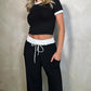 Women’s Ribbed Lounge Set with Crop Top & Wide-Leg Pants