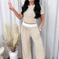 Women’s Ribbed Lounge Set with Crop Top & Wide-Leg Pants