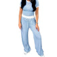 Women’s Ribbed Lounge Set with Crop Top & Wide-Leg Pants
