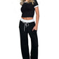 Women’s Ribbed Lounge Set with Crop Top & Wide-Leg Pants