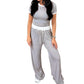 Women’s Ribbed Lounge Set with Crop Top & Wide-Leg Pants