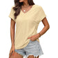 Women's V-Neck Hollow Solid Color Comfortable Breathable T-Shirt