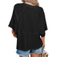 Women's Solid Color Splicing Loose Five Points Flare Sleeve T-Shirt
