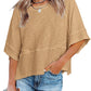 Women's Solid Color Splicing Loose Five Points Flare Sleeve T-Shirt