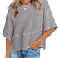 Women's Solid Color Splicing Loose Five Points Flare Sleeve T-Shirt