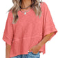 Women's Solid Color Splicing Loose Five Points Flare Sleeve T-Shirt