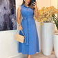 Women's Elegant Sleeveless Button Down Shirt Long Dress