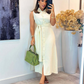 Women's Elegant Sleeveless Button Down Shirt Long Dress