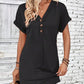 Women's Fashion Hundred Solid Color Button V Neck Roll Sleeve Dresses