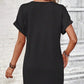 Women's Fashion Hundred Solid Color Button V Neck Roll Sleeve Dresses