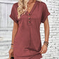 Women's Fashion Hundred Solid Color Button V Neck Roll Sleeve Dresses