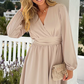 Women's Fashion Wrap V-Neck Empire Waist Lantern Sleeve Dress
