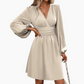 Women's Fashion Wrap V-Neck Empire Waist Lantern Sleeve Dress