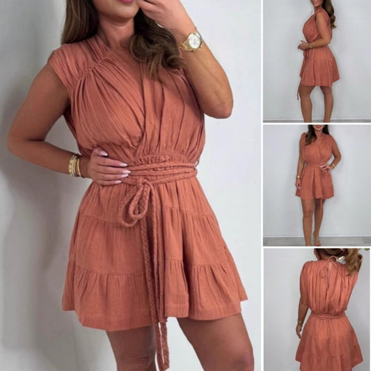 Women's Elegant Solid Color V-Neck Sleeveless Dress