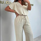 Women's Casual Loose V-Neck Two-Piece Suit