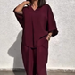 Women's Casual Loose Fit V-Neck Top & Pants Two-Piece Set