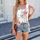 Women's Casual Fashion Round Neck Printed Sleeveless Tank Top