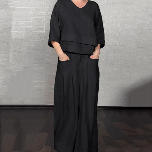 💐Autumn New Arrivals 50%OFF💖Irregular Hem Cotton Linen Short Sleeve Casual 2-Piece Set