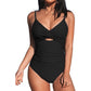 Solid Color Cutout One-Piece Swimsuit