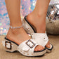 Women’s Wedge Slide Sandals with Studded Strap✨
