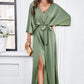 Women's Elegant Split Solid Color V-Neck Dresses